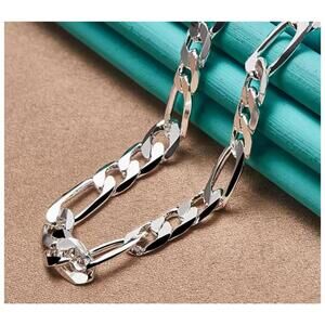 Figaro chain necklace - silver - 8mm 26"